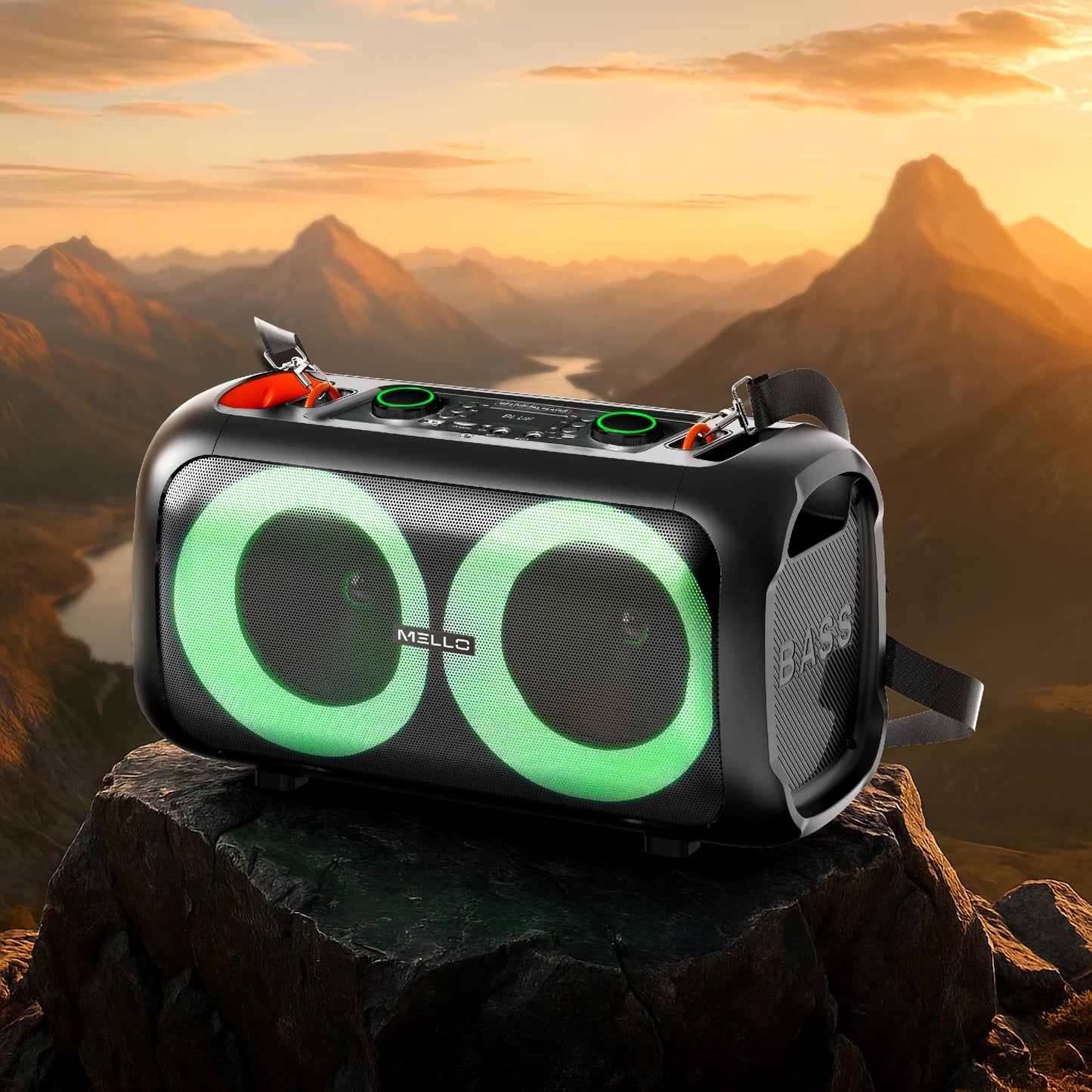 MELLO ORBIT 2 X 6.5" INCH 2800 WATTS SPEAKER WITH STRAP(1103323) (MSRP $149.99)