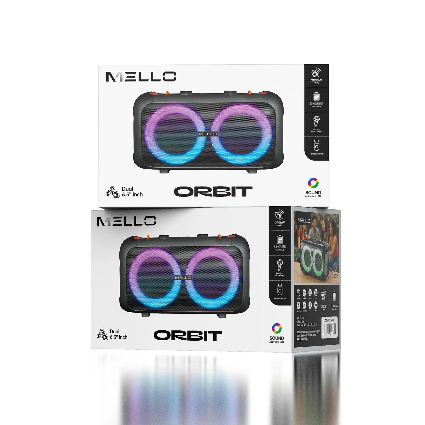 MELLO ORBIT 2 X 6.5" INCH 2800 WATTS SPEAKER WITH STRAP(1103323) (MSRP $149.99)