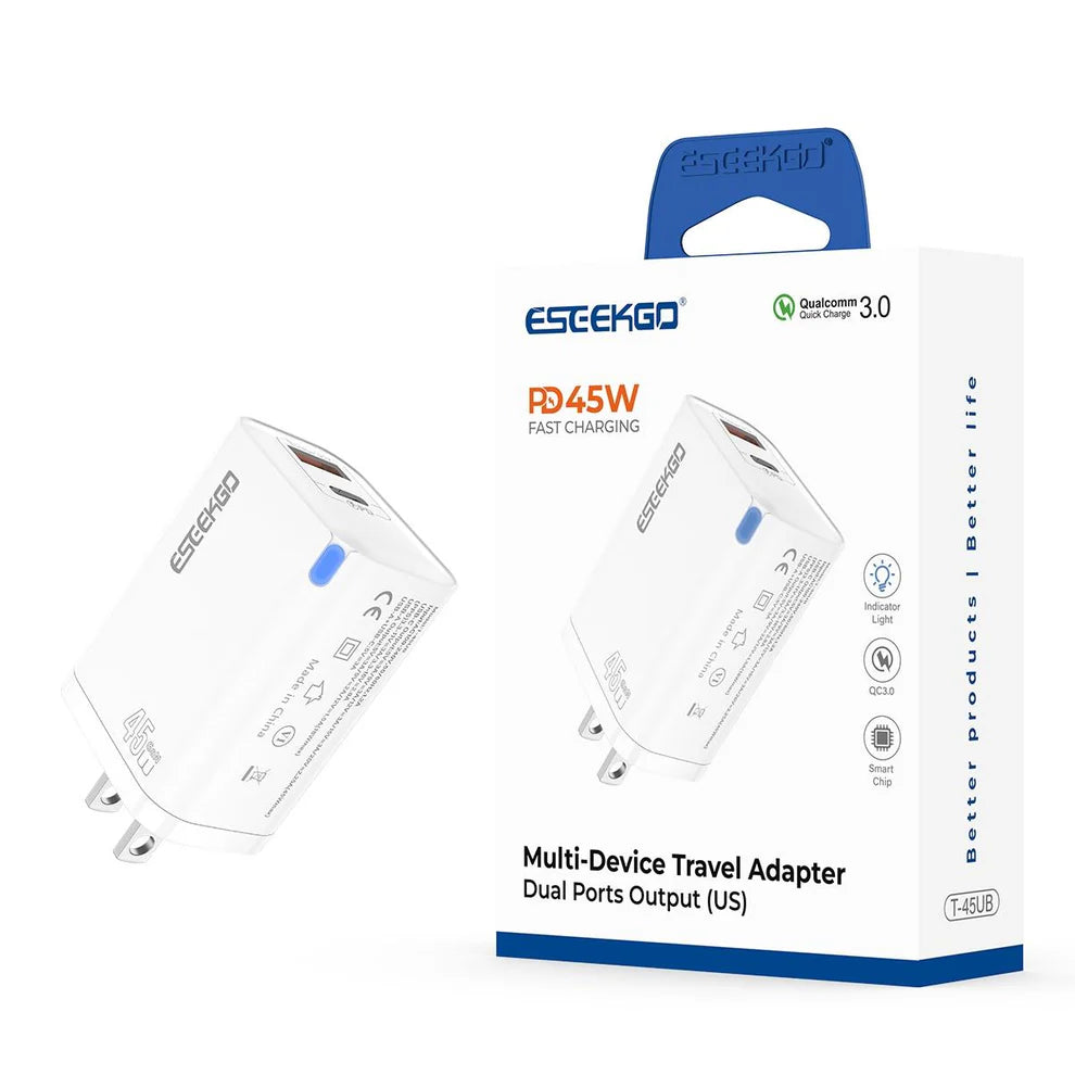 ESEEKGO T-45UB QC3.0 GaN PD45W Dual Ports Travel Charger ( 1103752) (MSRP $39.99)