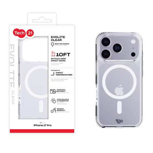 TECH21 Apple iPhone 17 Pro EvoLite Clear with MagSafe Case CLEAR( 1103338) (MSRP $59.99)