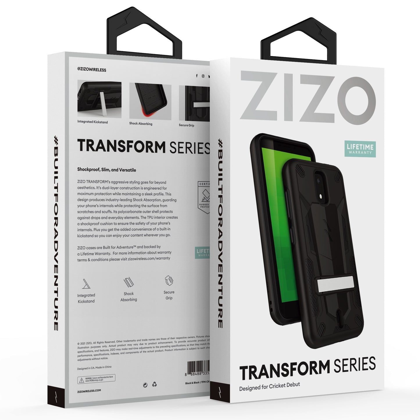 CRICKET DEBUT 4G LTE 5.5INCH ZIZO TRANSFORM SERIES - BLACK (1101818)