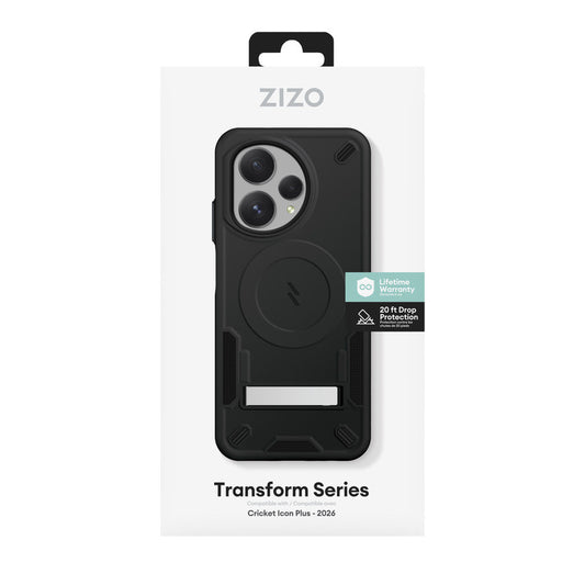 Cricket Icon Plus 2026 ZIZO TRANSFORM Series Case - Black (1103200) (MSRP $59.99)