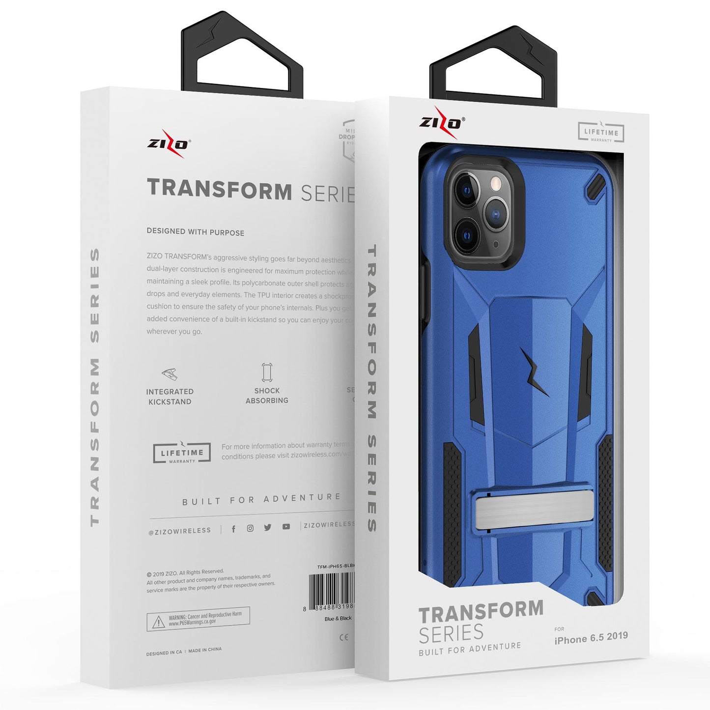 IPHONE 11 PRO MAX ZIZO TRANSFORM CASE W/ BUILT-IN KICKSTAND - BLUE (9931)