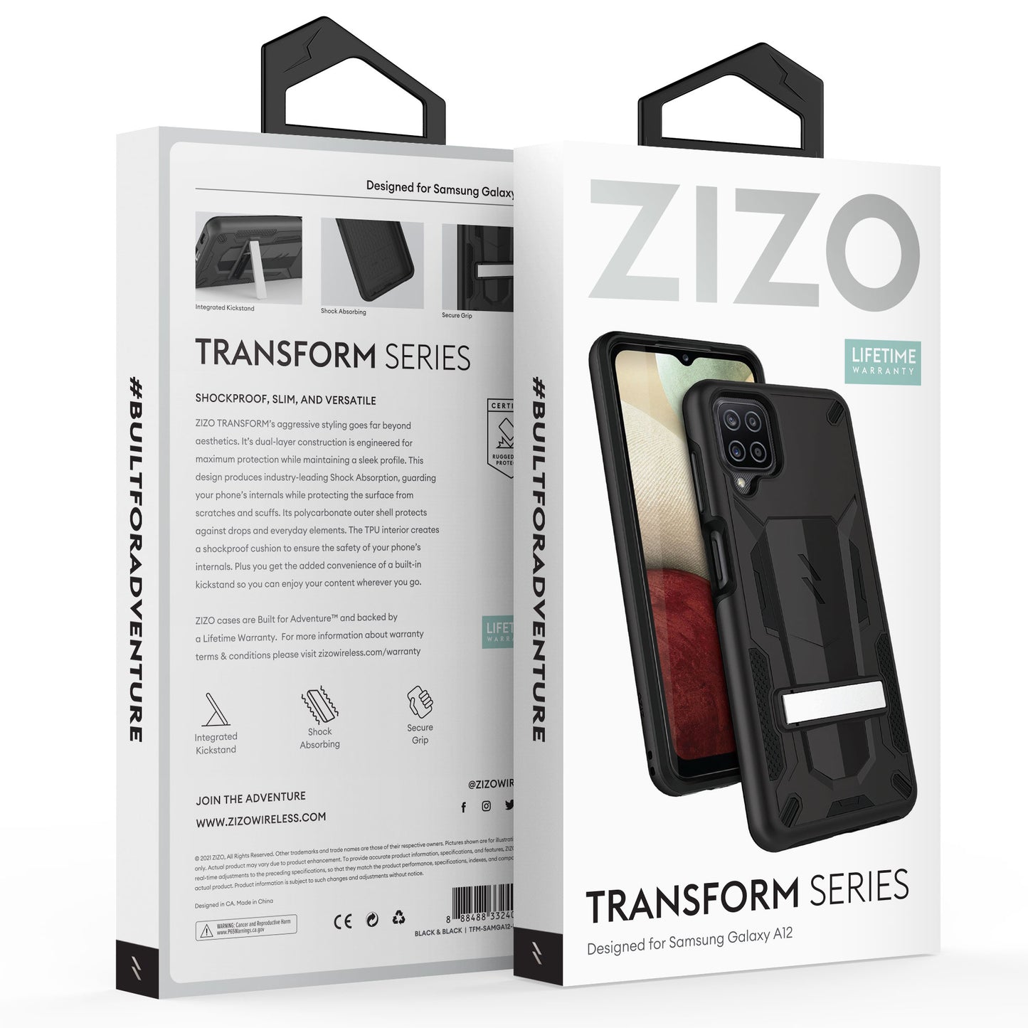 GALAXY A12 ZIZO TRANSFORM SERIES CASE - BLACK & BLACK (1100769)