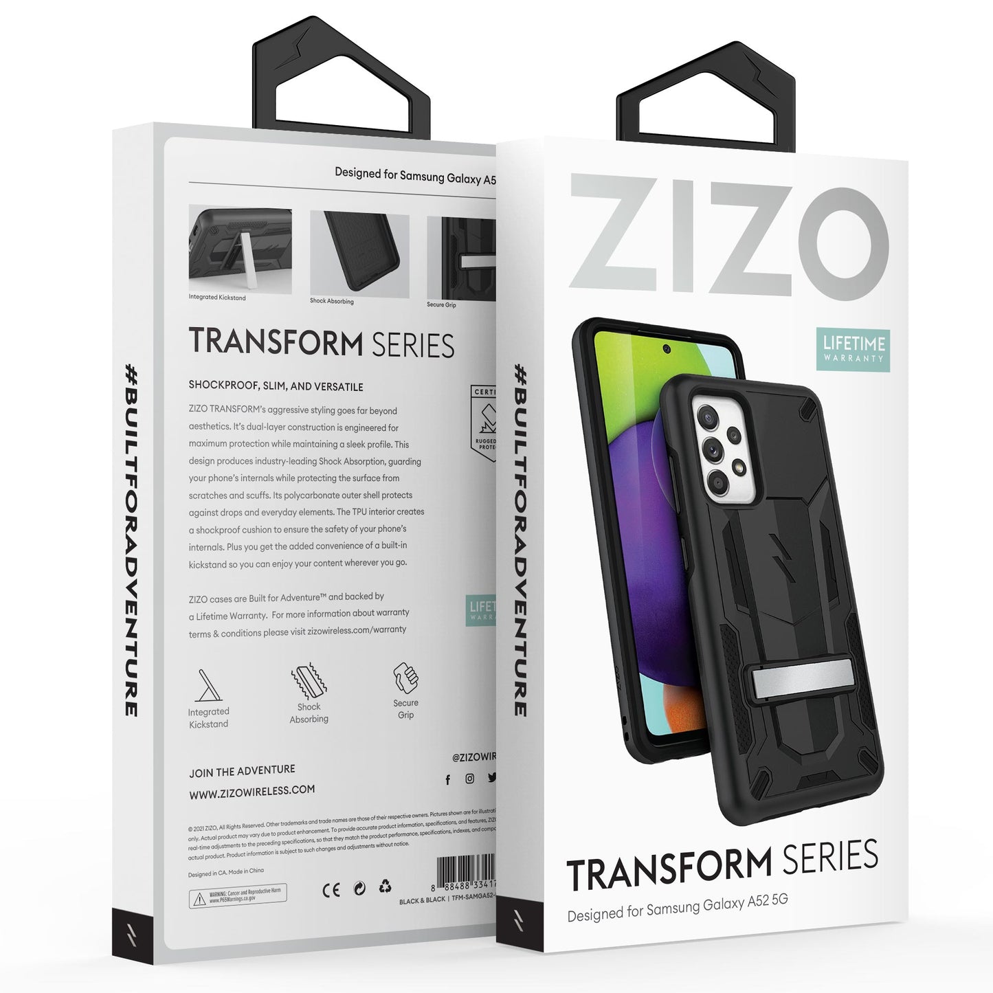SAMSUNG GALAXY A52 5G ZIZO TRANSFORM SERIES CASE - BLACK (1101097)