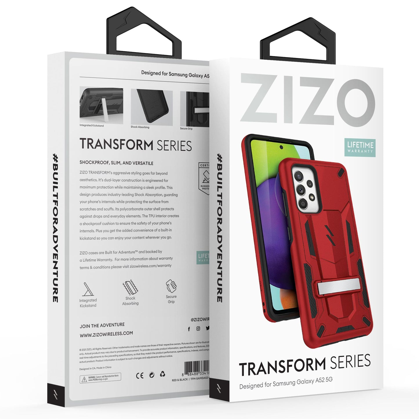 SAMSUNG GALAXY A52 5G ZIZO TRANSFORM SERIES CASE - RED (1101096)