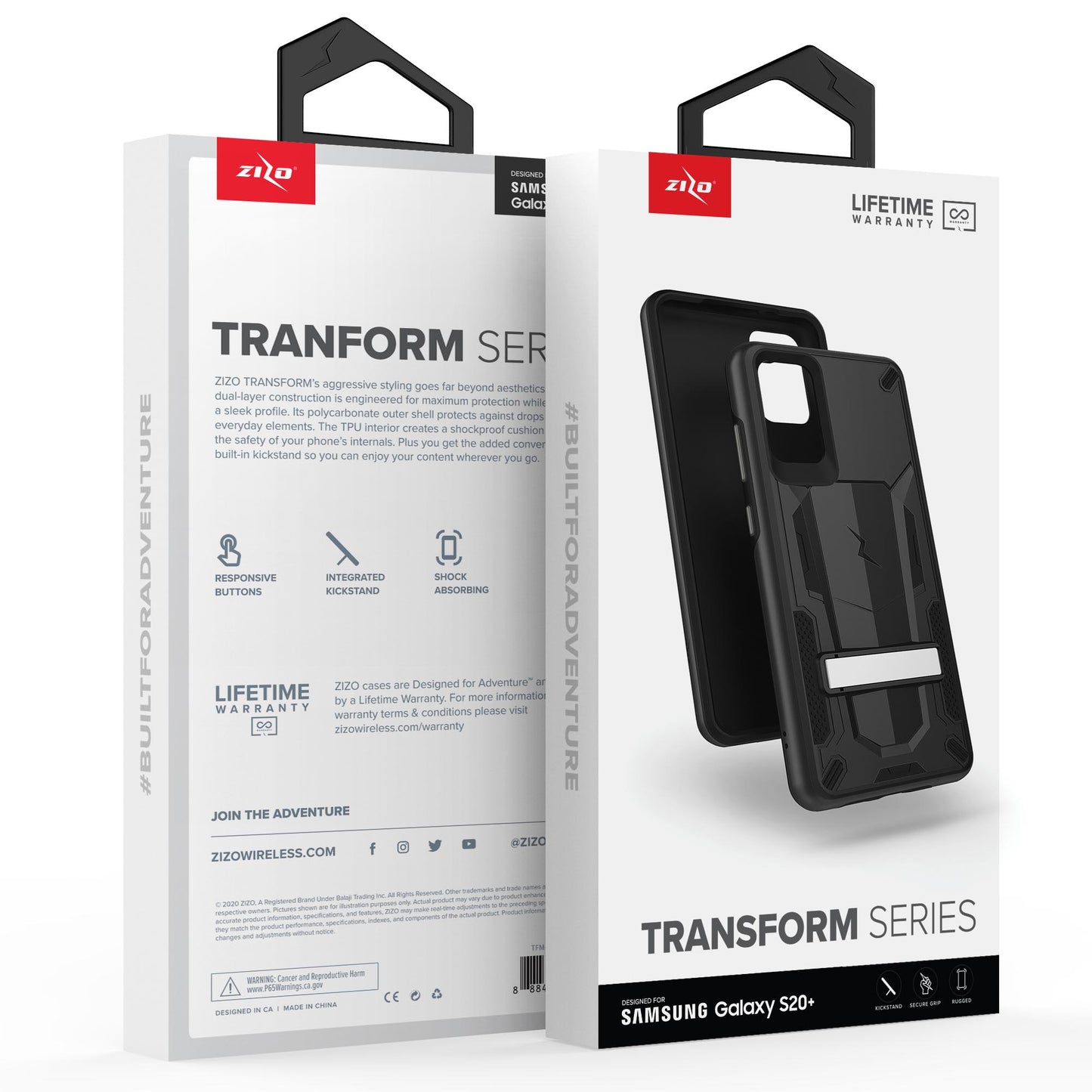 ZIZO TRANSFORM SERIES GALAXY S20+ CASE - BLACK & BLACK (10167)