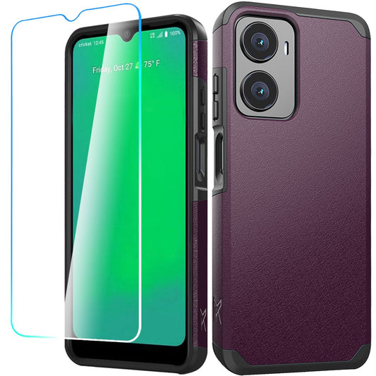 Cricket Magic 2 5G 2024(2nd Version) Tough Strong Hybrid + Tempered Glass - Dark Purple (1107530)