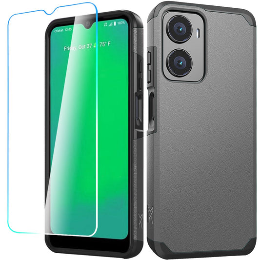 Cricket Magic 2 5G 2024(2nd Version) Tough Strong Hybrid + Tempered Glass - Charcoal Grey (1107531)