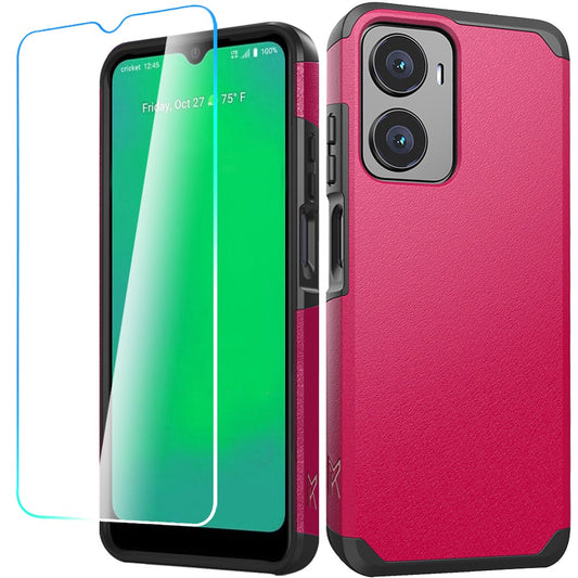 Cricket Magic 2 5G 2024(2nd Version) Tough Strong Hybrid + Tempered Glass - Hot Pink (1107532)
