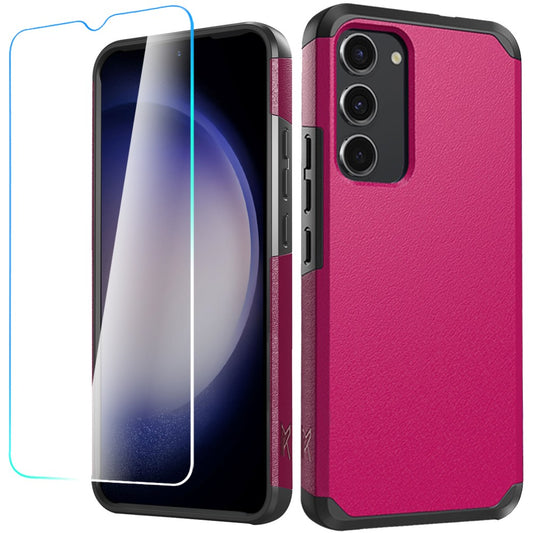 Samsung S23 FE 5G Tough Strong Hybrid Case Cover + Tempered Glass - Hot Pink (1107087)