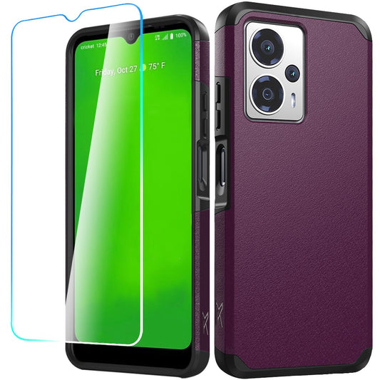 Cricket Outlast 5G 2024 Tough Strong Hybrid + Tempered Glass - Dark Purple (1107409)