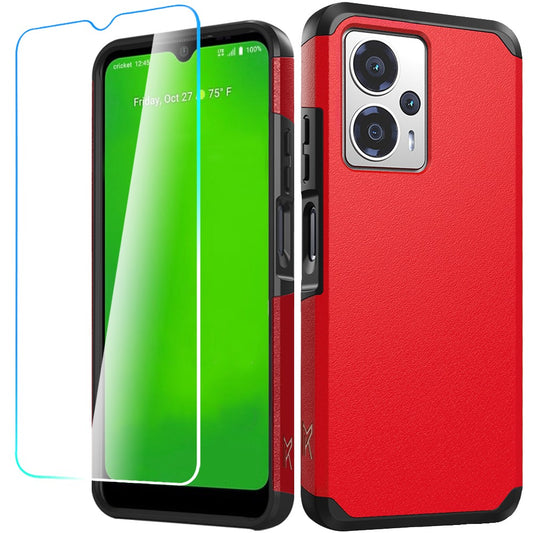 Cricket Outlast 5G 2024 Tough Strong Hybrid + Tempered Glass - Red (1107412)