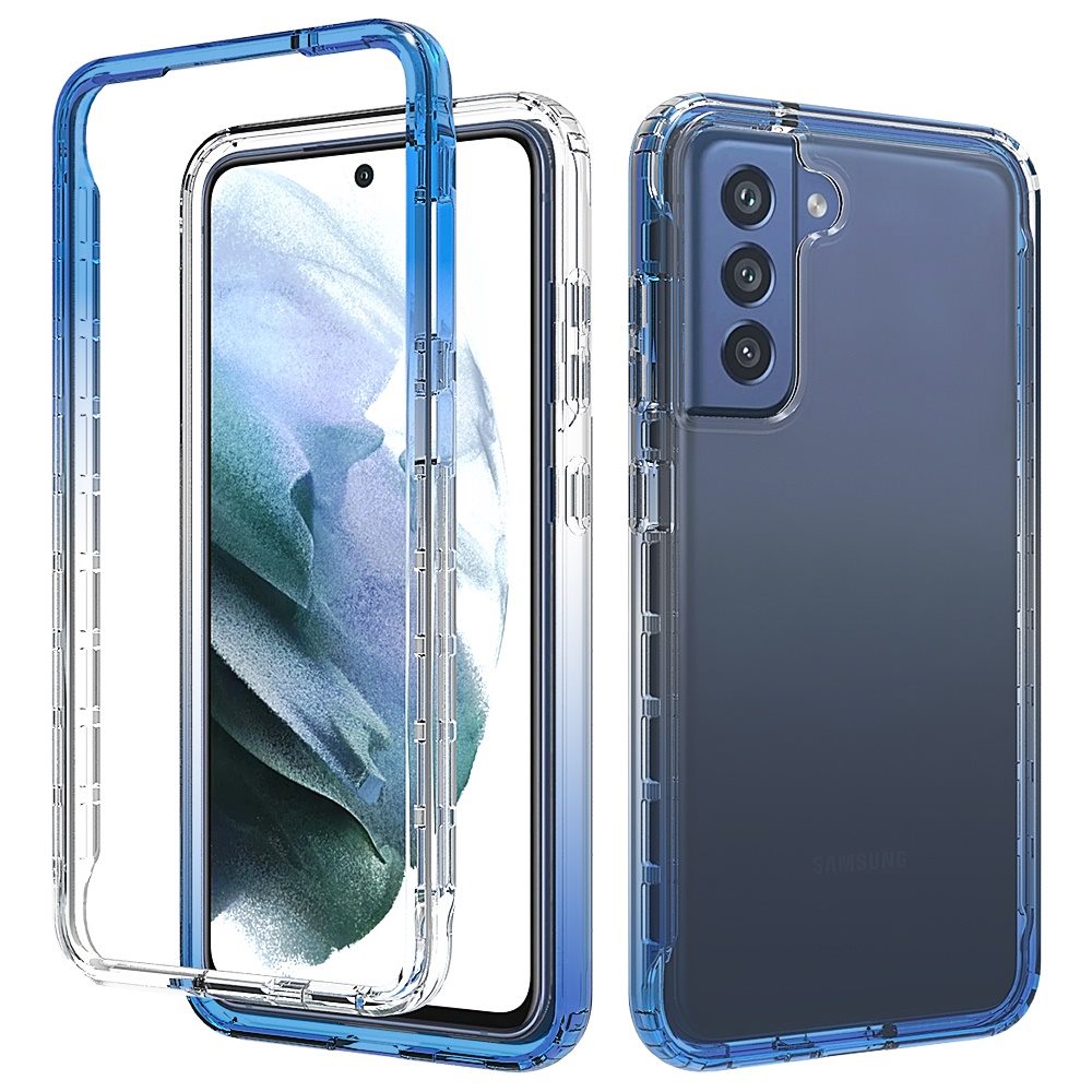 Samsung Galaxy S21 FE Two Tone Transparent Shockproof Case Cover - Blue (1103290)