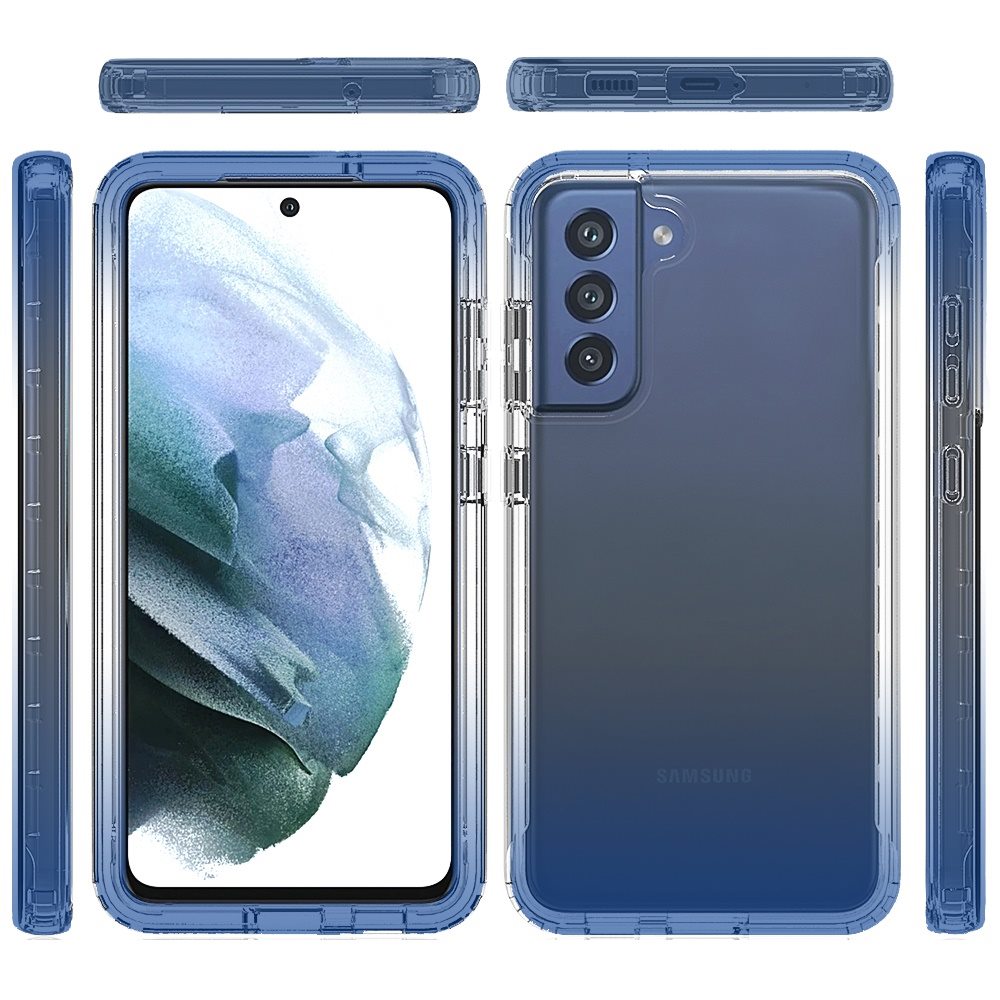 Samsung Galaxy S21 FE Two Tone Transparent Shockproof Case Cover - Blue (1103290)