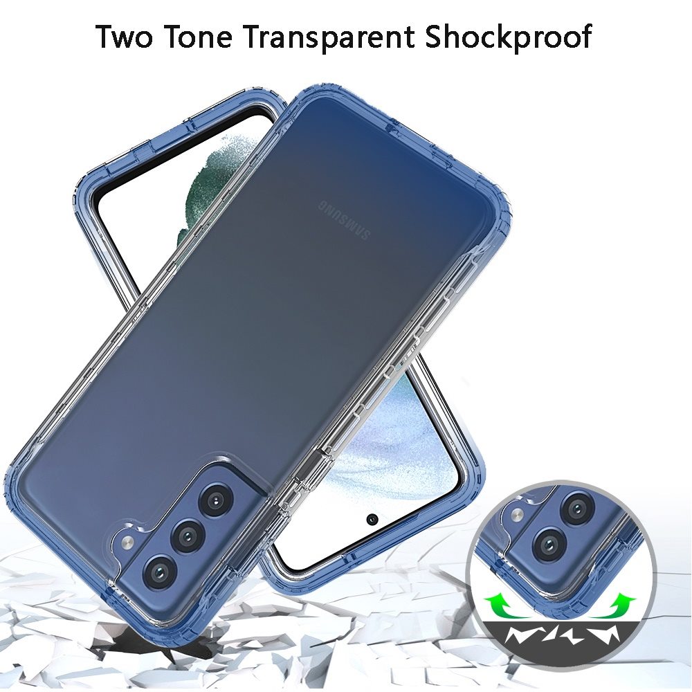Samsung Galaxy S21 FE Two Tone Transparent Shockproof Case Cover - Blue (1103290)