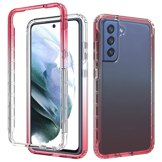 Samsung Galaxy S21 FE Two Tone Transparent Shockproof Case Cover - Red (1103292)