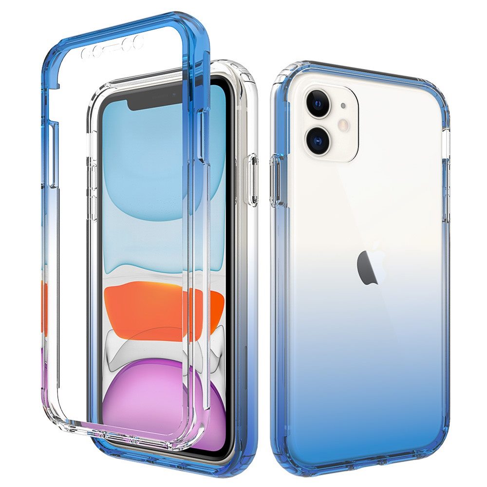 Apple iPhone 13 Pro 6.1 Two Tone Transparent Shockproof Case Cover - Blue (1102001)