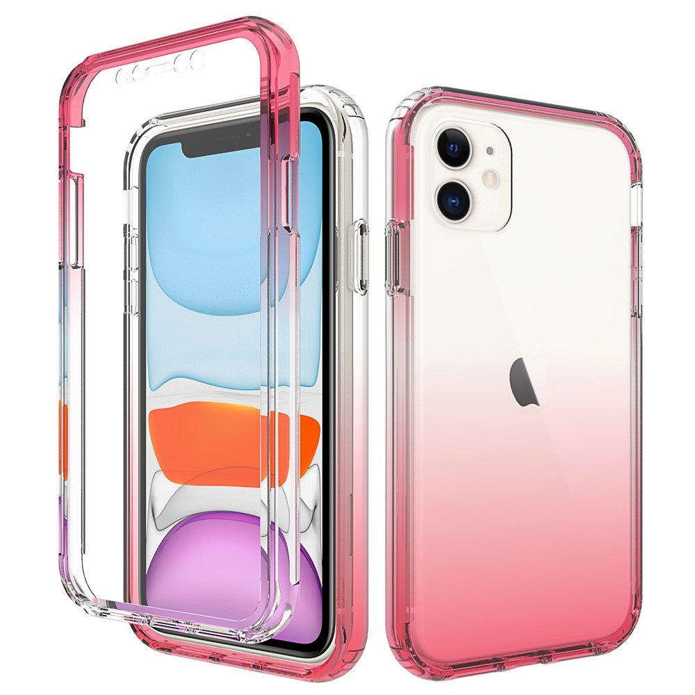 Apple iPhone 13 Pro 6.1 Two Tone Transparent Shockproof Case Cover - Red (1102003)
