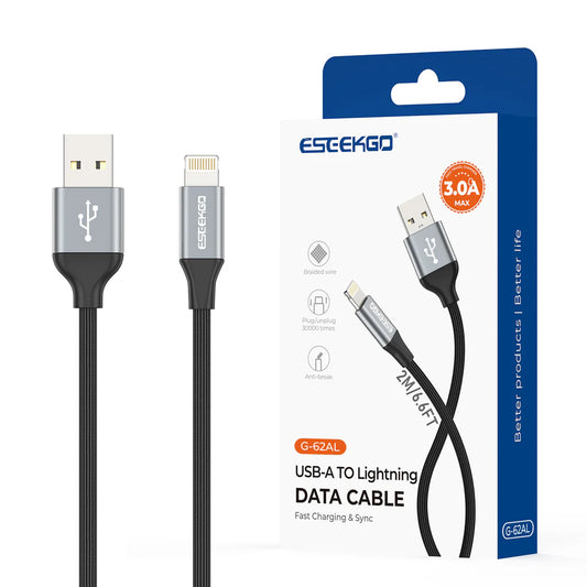 ESEEKGO G-62AL 6.6FT USB-A to 8 PIN Data Cable Black   ( 1103750) (MSRP $29.99)