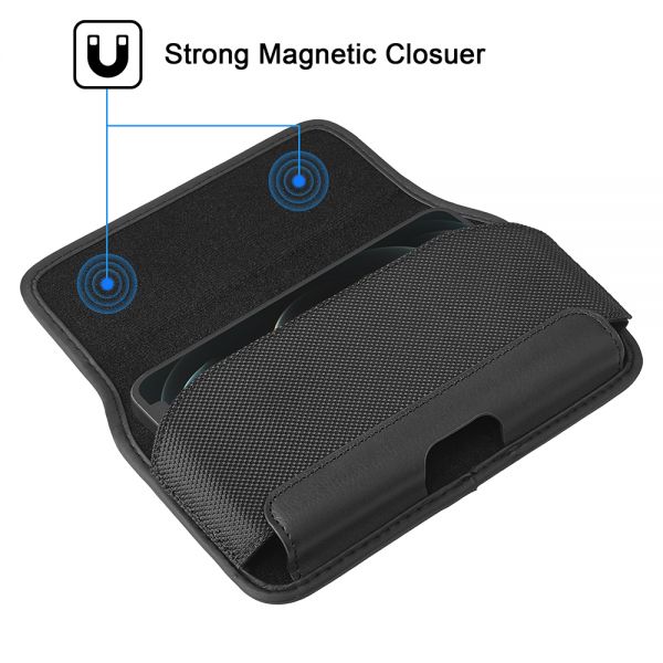 Cube® - Universal Pouch 6.9 - Black Horizontal Premium Leather Easy Grip Phone Holster Pouch with Magnetic Clasp with Belt Loop Clip On (Case Friendly) (1103077)(MSRP 39.99)