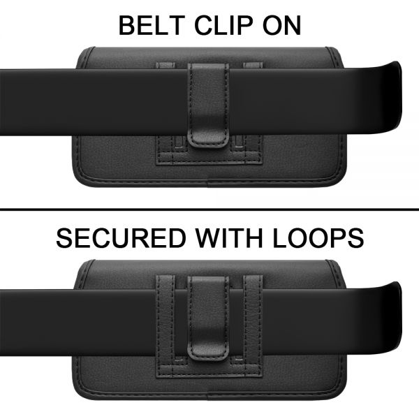 Cube® - Universal Pouch 6.9 - Black Horizontal Premium Leather Easy Grip Phone Holster Pouch with Magnetic Clasp with Belt Loop Clip On (Case Friendly) (1103077)(MSRP 39.99)