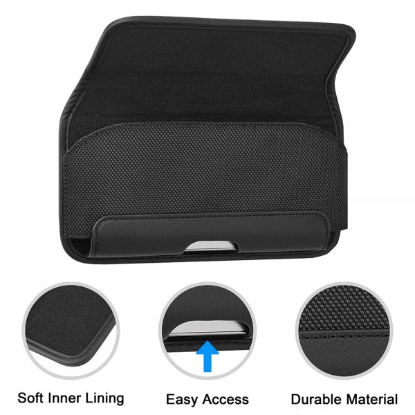 Cube® - Universal Pouch 6.9 - Black Horizontal Premium Leather Easy Grip Phone Holster Pouch with Magnetic Clasp with Belt Loop Clip On (Case Friendly) (1103077)(MSRP 39.99)