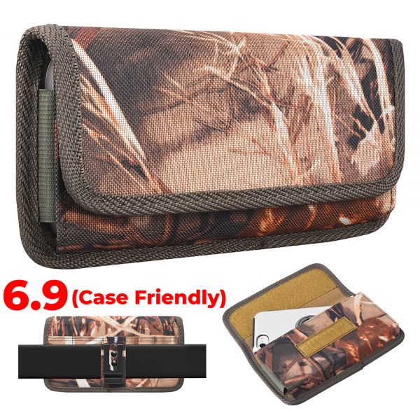 Cube® - Universal Pouch 6.9 - Brown Tree Camo Design Horizontal Premium Phone Pouch with Velcro Clasp with Belt Loop Clip On (Case Friendly) (1103078)(MSRP 39.99)