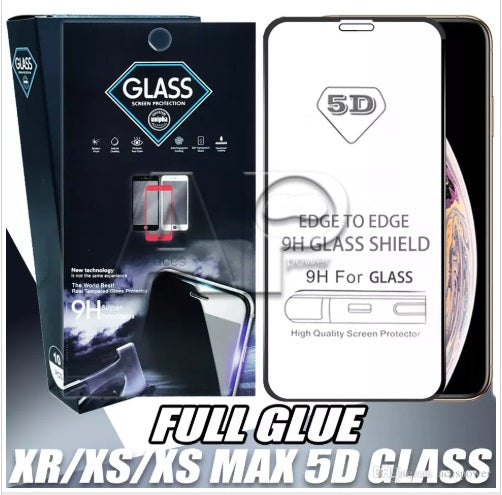iPhone Xs Max High Quality 5D Clear Curved Full Cover Tempered Glass Screen Protector (1619)