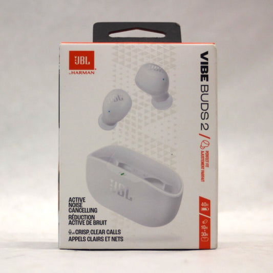 JBL Vibe Buds 2 - True Wireless Noise Cancelling Earbuds Pure Bass Sound & Smart Ambient Technology, 4mics for Crisp, Clear Calls, up to 40Hrs of Playback, IP54 Dust & Water Resistant  (White)  (1102927)