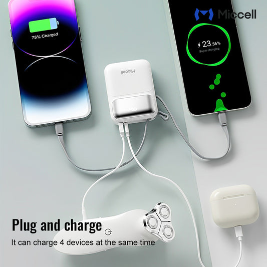 Miccell 10,000 mAh 35W PD Powerbank with attached USB-C Cable - White  (1107485) ($69.99 MSRP)