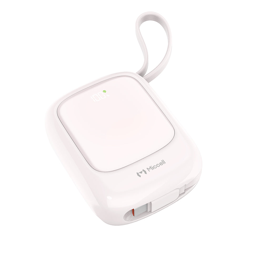 Miccell 10,000 mAh 22.5W Mini Powerbank with Built-In USB-C Cable - Pink  (1107484) ($59.99 MSRP)