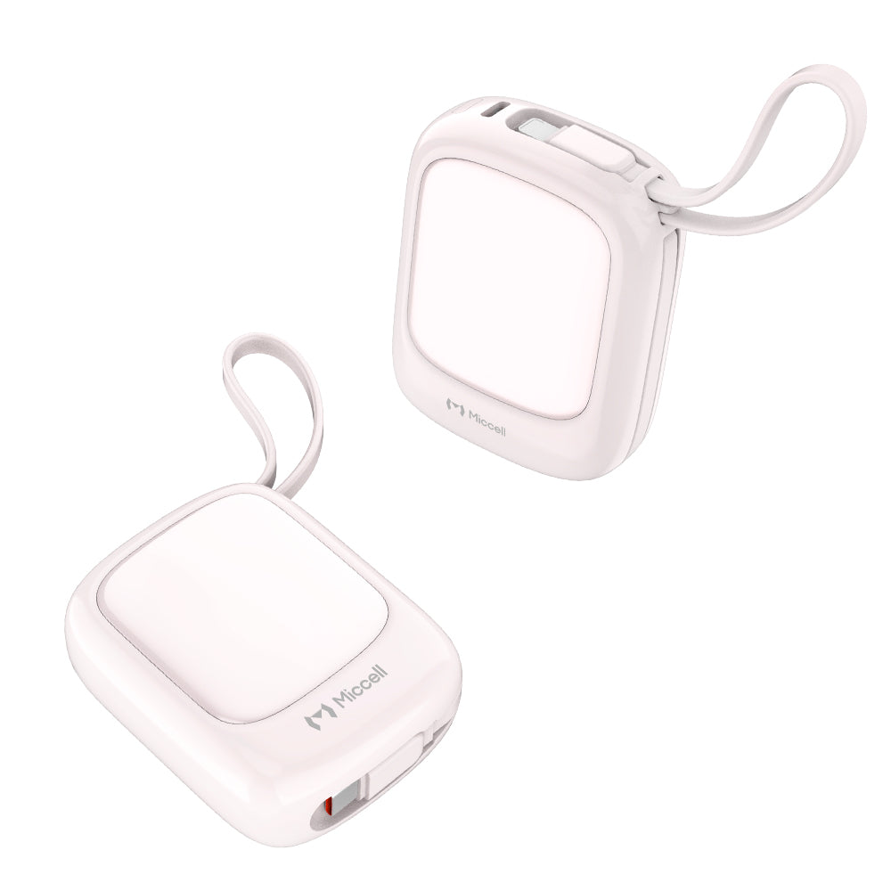 Miccell 10,000 mAh 22.5W Mini Powerbank with Built-In USB-C Cable - Pink  (1107484) ($59.99 MSRP)