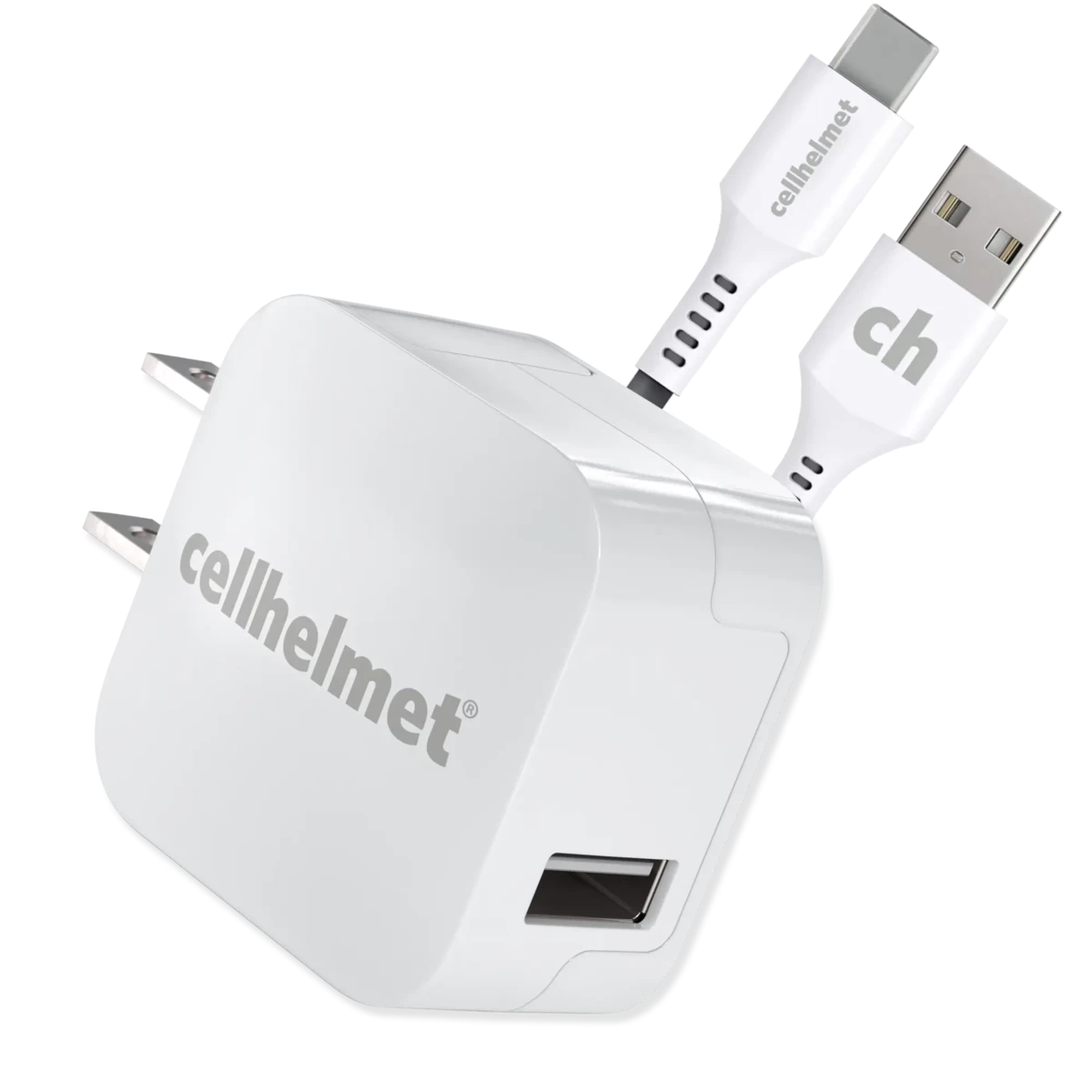 Cellhelmet 2.4A Wall Charger + 3' Round Type-C to Type-A USB Cable (1102545)