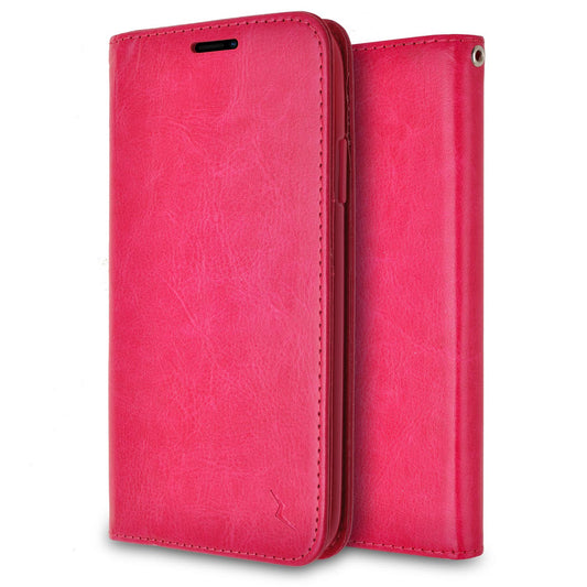 CRICKET ICON SMARTPHONE CASE - WALLET FOLIO SERIES WITH CARD HOLDERS AND MAGNETIC FLAP CLOSURE PINK (9698)