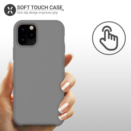 iPhone 11 Pro 5.8 Silicone Case , Liquid Silicone Full Body Thickening Design Phone Case (with Microfiber Lining) - Grey (4689)