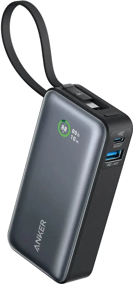 Anker - Nano Power Bank (10,000mAh, 30W) w/ Built-In USB-C Cable - Black (1103087) (MSRP 49.99)