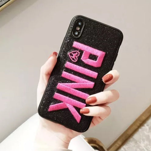 iPhone X/Xs Pink Cover Hard Case - Black (3007)