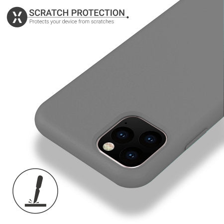 iPhone 11 Pro 5.8 Silicone Case , Liquid Silicone Full Body Thickening Design Phone Case (with Microfiber Lining) - Grey (4689)