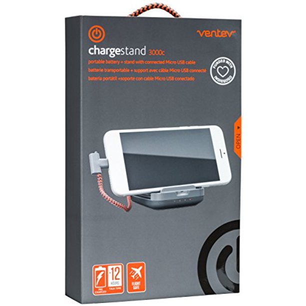 Ventev Chargestand 3000C Backup Battery / Dock For USB C Devices - Gray (1103429)