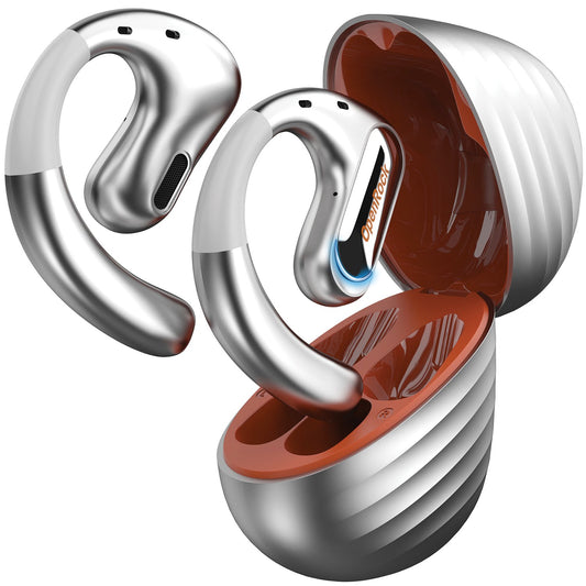 OpenRock Pro Open-Ear Bluetooth Air-Conduction Sport Earbuds with Microphone and Charging Case 46 Hours Playtime - Silver ( 1107525) (MSRP $129.99)