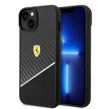 Ferrari iPhone 14 Plus / 15 Plus Case Cover Real Carbon Stripe - Black (1106872)