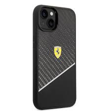 Ferrari iPhone 14 Plus / 15 Plus Case Cover Real Carbon Stripe - Black (1106872)