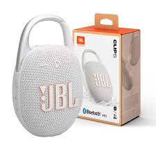 JBL Clip 5 - Ultra-Portable, Waterproof & Dustproof Bluetooth Speaker, Big Pro Sound with punchy bass, Integrated carabiner, Up to 12 Hours of Play, Made in part with recycled materials (White) (1107775)