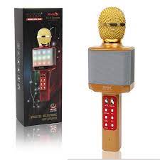 Karaoke microphone wster WS 1828 original, wireless Karaoke Speaker mic with LED color music and voice change - Red (1105536)