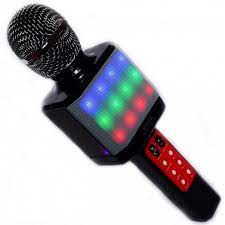 Karaoke microphone wster WS 1828 original, wireless Karaoke Speaker mic with LED color music and voice change - Red (1105536)