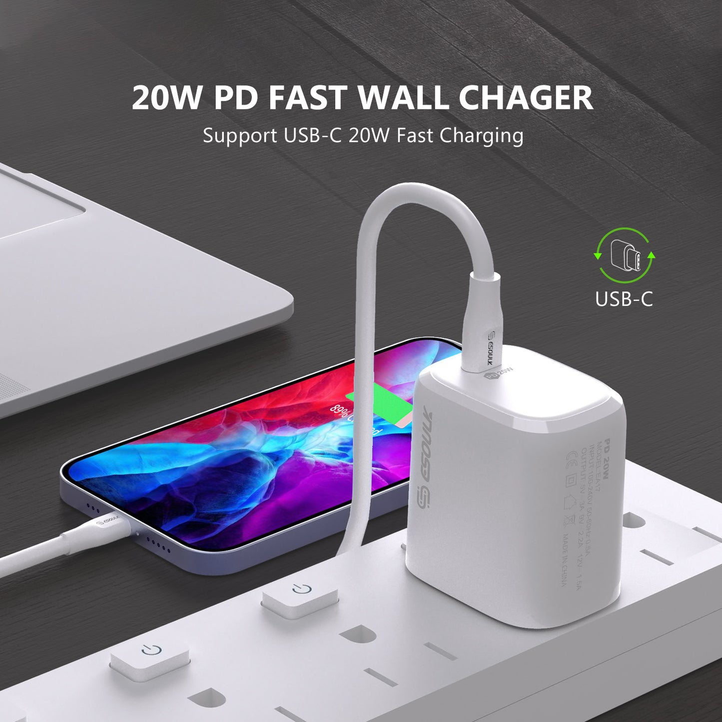 Esoulk 20W PD Wall Adapter  – White (1103054) (MSRP 29.99)