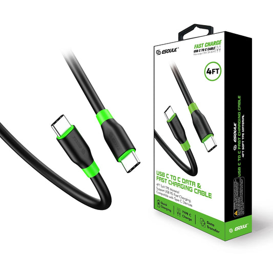 Esoulk Type-C to Type-C Quick Charging Cable 4 FT - Black (1101569)