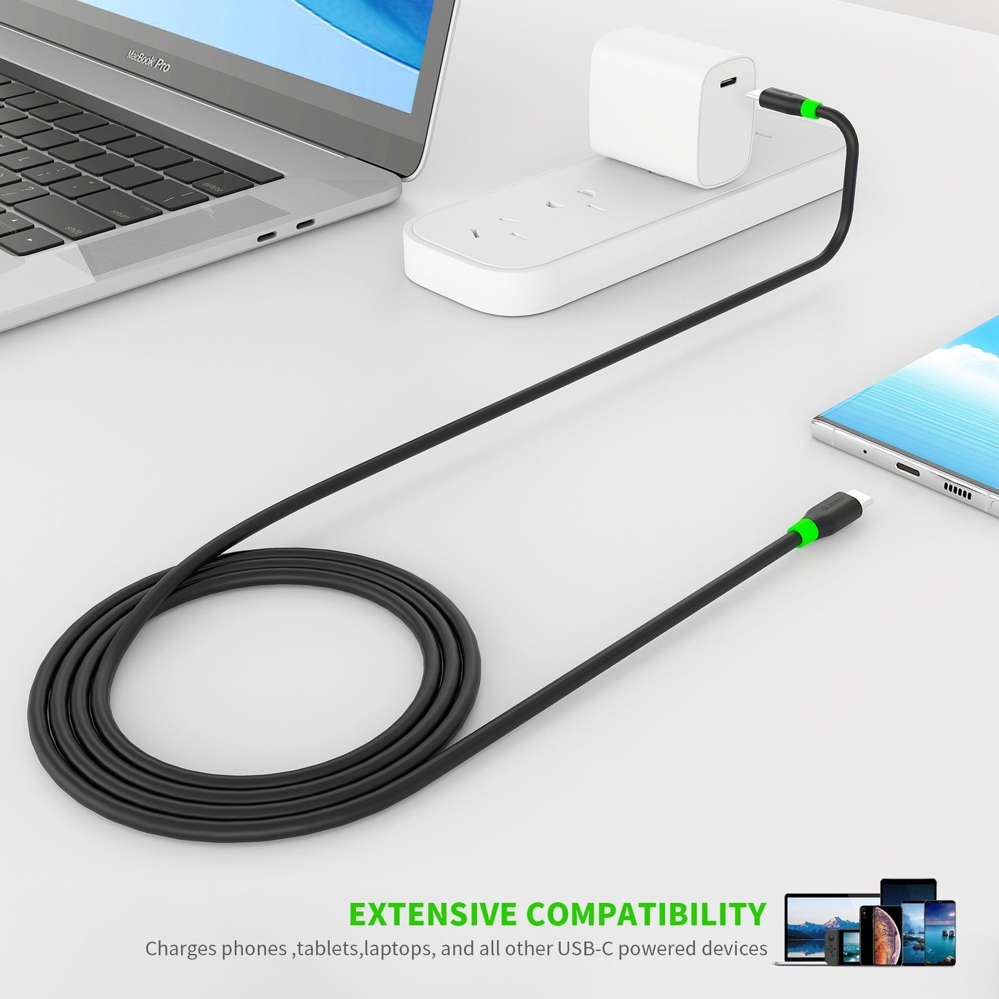 Esoulk Type-C to Type-C Quick Charging Cable 4 FT - Black (1101569)