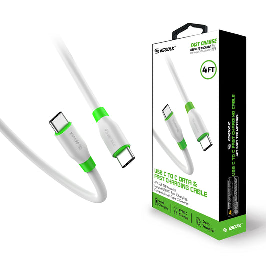 Esoulk Type-C to Type-C Data & Fast Charging Cable 4 FT - White (1105702)
